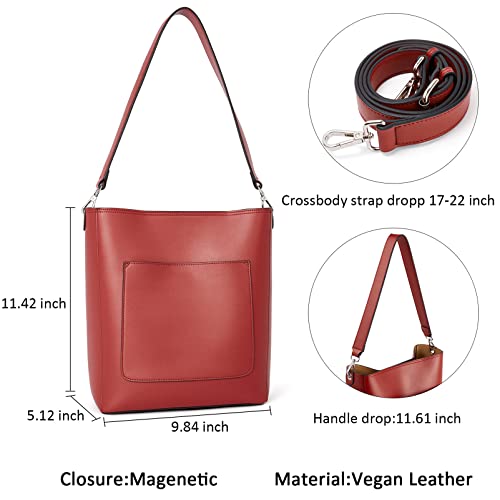 Bromen Hobo Bags For Women Leather Handbags Designer Shoulder Bucket Crossbody Purse Red #TOP3