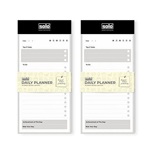Image of SOLO Things To Do Pad A5 /B5 - 90 Tear-Off Undated Daily Planner Sheets, 80 GSM Thick Paper with Card Backing, Productivity Notepad for Work, School & Home Use (Set of 2)