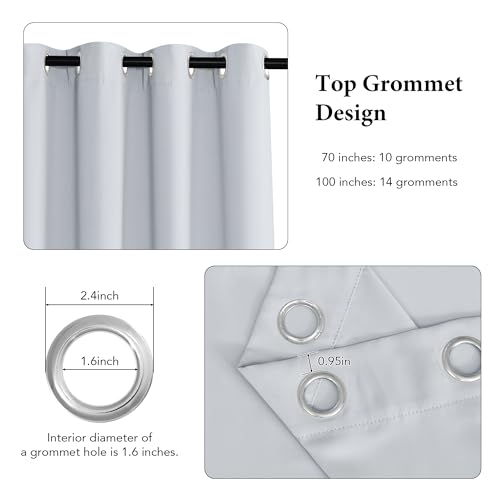Image of RYB HOME Blackout Sliding Door Curtain, Thermal Insulated&Privacy Drape for Patio /Living Room /Bedroom, Extra Wide Room Divider Curtain, Window Treatment, Greyish White, W100 x L84, 1 Panel