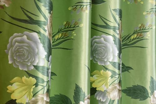 Image of Homefab India Eyelet Polyester Floral Long Door Curtain - 9 ft, Green - 1 Piece