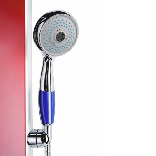 Image of Blue Ocean 52 inch Aluminum SPA392R Shower Panel Tower System with Rainfall Shower Head and 8 Adjustable Massage Jets (Ruby Red)