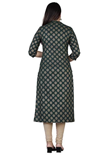 Image of Rayon Knee Length Printed Straight Kurti for Women | Kurtas for Women | Women Kurta | Round Neck Full Sleeves Short Kurti for Women's