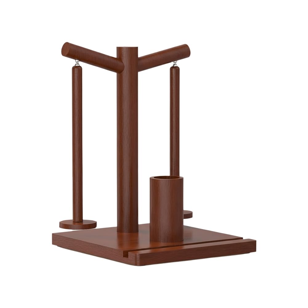 Vjsujehgy Rotating Yarn Holder Wooden for Crocheting and Knitting Lover with 2 Spindles, Yarn Spinner for Crochet and Knit Enthusiasts
