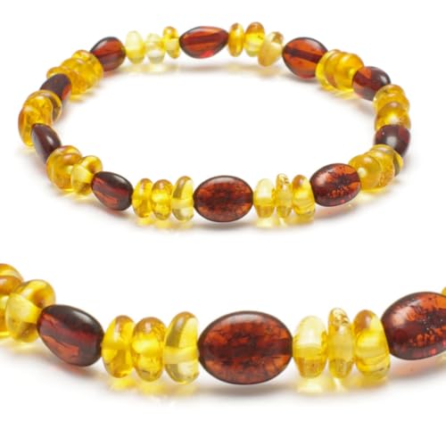 Bernstein Armband auf Gummiband - Bernsteinarmband für Damen & Herren & ganze Familie - Echter Schmuck aus Ostsee Bernstein Perlen - Weinachtsgeschenke kleinigkeiten (Cirone / Kirsche 16 CM)