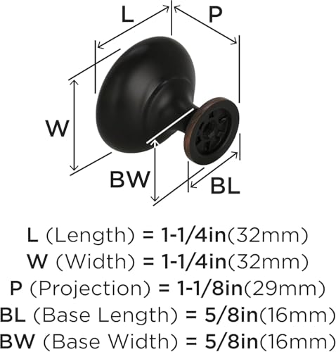 Image of Amerock 10 Pack 1-1 /4 inch Round Edona Oil-Rubbed Bronze Cabinet Knob