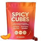 Spicy Cubes Gummy, Intimacy Gummies with Muira Puama, Chili Pepper, Maca& Epimedium for Promote Hormone Balance, Vegan, Peach Flavor – 30 Gummies
