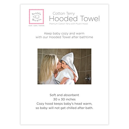 Image of SwaddleDesigns Cotton Terry Baby Hooded Towel, Tiny Triangle Shimmer, Blue
