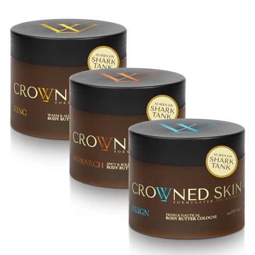 Crowned Skin Reign King and Monarch Body Butter Cologne Bundle | As Seen On Shark Tank | Skin Care Set with Warm Nautical & Spicy Scents | Natural Shea & Mango Butters | All-Day Fragrance