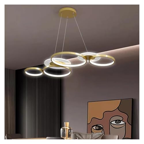 Lustre LED moderne à anneaux au plafond pour éclairage d'île de cuisine