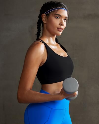 RUNNING GIRL Strappy Sports Bra for Women, Sexy Crisscross Back Medium Support Yoga Bra with Removable Cups