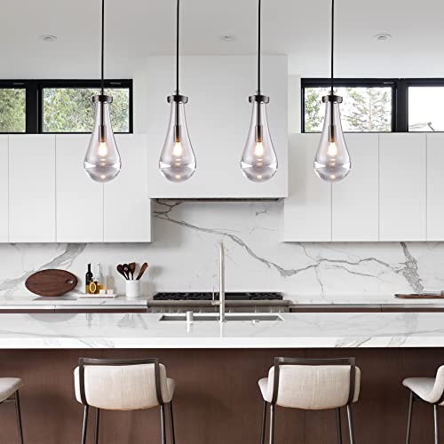 Camastar Raindrop Pendant Lights, Bronze Black Pendant Lighting For Kitchen Island, Clear Glass Pendant Modern Ceiling Light, Dining Room Teardrop Hanging Light Fixture #TOP3