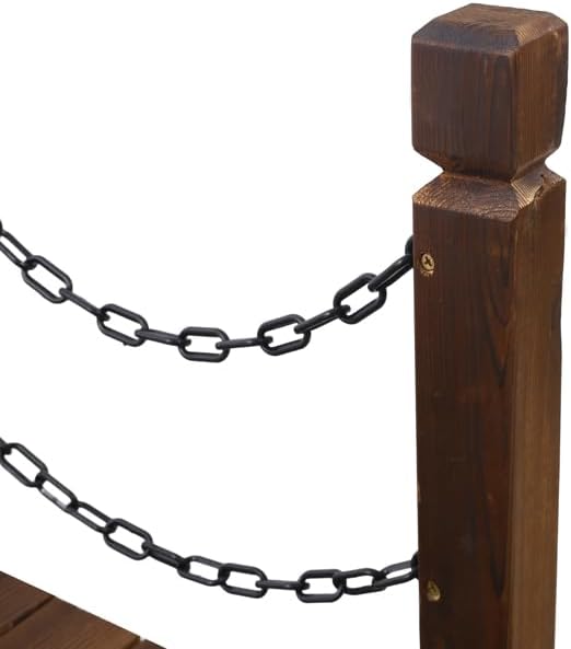 5FT Wooden Garden Bridge Arch, Decorative Arc Footbridge with Double Safety Railings Outdoor Lawn Pond Bridge Walkway for Backyard Creek, Stream, Fish Pond, Brown