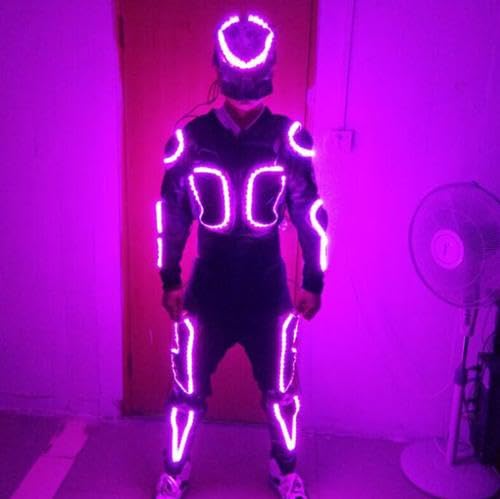 BRAVECOW Disfraz de robot LED para fiesta de Halloween, casco de cosplay RGB luminoso con luces nocturnas