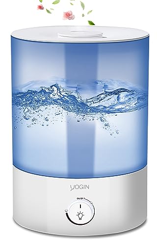 YOGIN Humidifiers for Bedroom Large room,Top fill 2.5L Ultrasonic cool mist Humidifiers for Baby Nursery and Plants,Up to 24 Hours of Operation, Auto Shut Off, 24dB Quiet,Night Light (Hu-02A-XNLit)