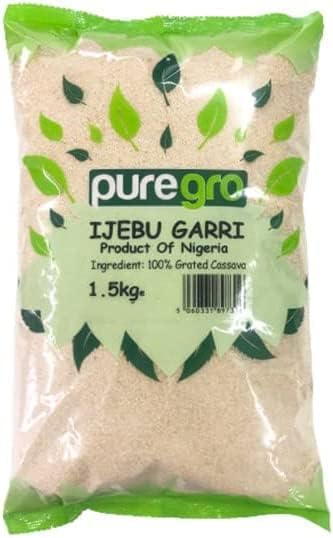 Puregro Ijebu Gari 1.5kg (PACK OF 1) | Gari | Nigerian Gari | Grated Cassava | Premium Ouality Product.
