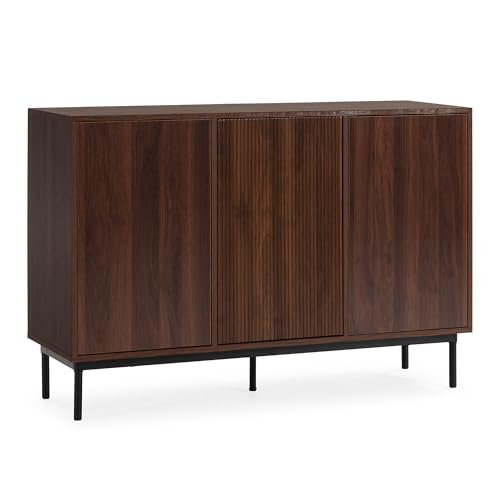 HOMN LIVING Aparador Florida 3 Puertas Efecto Nogal, 120 cm (Ancho) 40 cm (Profundo) 80 cm (Altura)