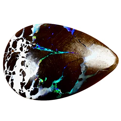 Opale Koroit d'Australie véritable cabochon poire multicolore, cadeau d'exception pour collection