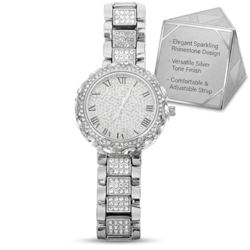 Image of Hemobllo Ladies Watch, Elegant Girl Watch, Luxury Iced Watch, Rhinestone Wristwatch Female Watch Business Women Watch Girl Watches Girl Presents (Silver)