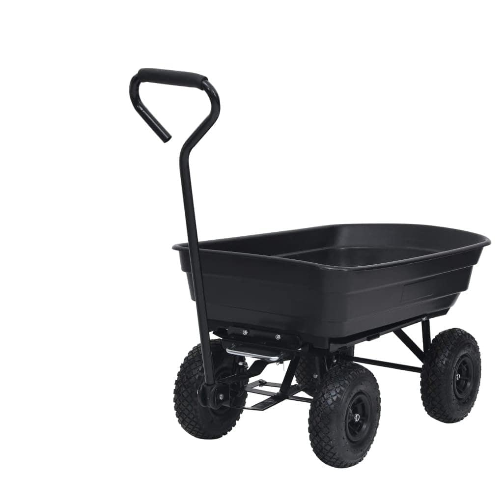 Generic Garten-Kipp-Handwagen, 300 Kg, 75 L, Grün, Langlebig, Einfach zu Montieren, PU-Gummiräder, für Gartenarbeiten, Lagerung und Entladen von Vorräten (Schwarz)