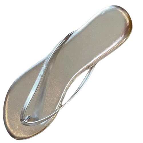 Sandalias planas de verano para mujer, de goma, ortopédicas, a la moda, de ajuste ancho, ligeras, con puntera abierta, para playa, piscina, sin espalda, Silver, 38.5 EU