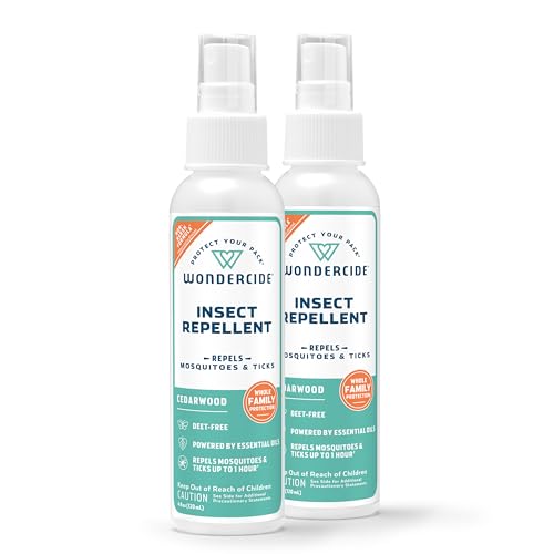 Wondercide – Mosquito, Tick, and Insect Repellent with Natural Essential Oils – DEET-Free Bug Spray and Killer – Safe for Family – Cedarwood 2-Pack of 4 oz Bottle