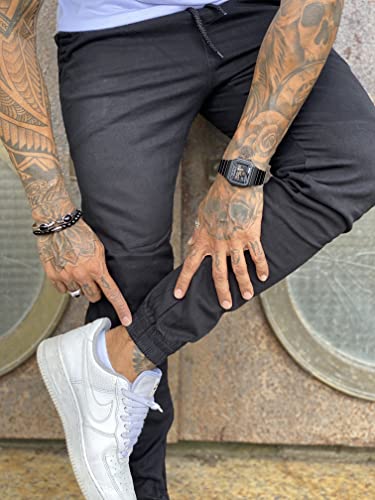 Kit 2 Calça Jeans Masculina Jogger Com Punho 19 Modelos (G, Preta e Jeans Escuro)