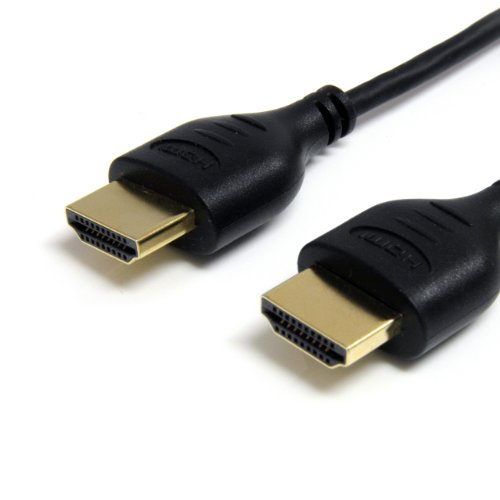 StarTech.com 3 ft Slim High Speed HDMI Cable with Ethernet - Ultra HD 4k x 2k HDMI Cable M/M - 3ft Slim HDMI Cable - 3ft HDMI Cable (HDMIMM3HSS),Black