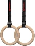 Anneaux de gymnastique en bois avec Straps réglables pour Gym, entraînement croisé, Strength Entraînement, rappels et dips (Wood - 32mm)