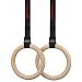 Wooden Gymnastics Rings with Adjustable Straps for Gym, Cross Training, Strength Training, Pull Ups and Dips (Wood - 32mm)