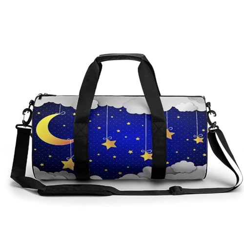 Sac de voyage 45x23x23cm étoiles lune nuages avec grand compartiment duffel bag de gym