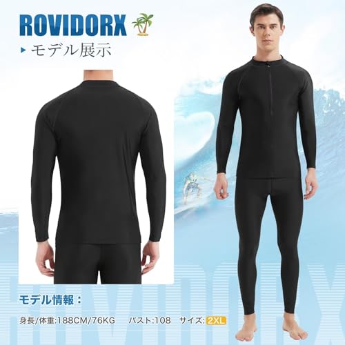 Rovidorx ラッシュガード メンズ 2261-blk-blk-L