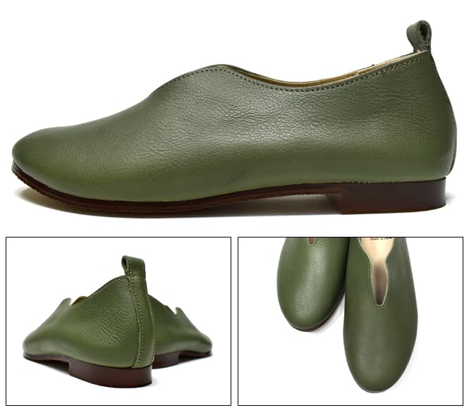 Recipe RP-222 V-Cut Slip-on Shoes, Made in Japan, Genuine Leather, Natural Shoes, Women's, Easy to Walk, Painless, Flat Shoes2