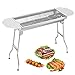 Produktbild Holzkohle Barbecue Edelstahl Holzkohlegrill Klappbar Standgrill Edelstahl Camping Grill Klappgrill Edelstahl Holzkohlegrill Für 5-15 Camping Garten Party Barbecue 110X33.5X70cm