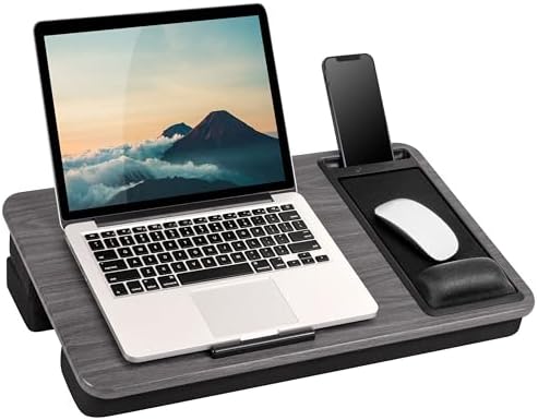 LapGear Bureau Pour Genoux Avec Tablette - 53,6x30,5cm - Argent/carbone