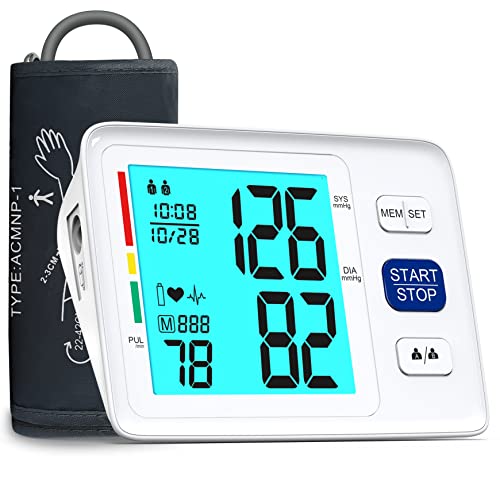 Blood Pressure Monitors for Home Use Digital Blood Pressure Machine Adjustable Large Blood Pressure Cuff for Upper Arm 9-17" Backlit Display 2x500 Memories 4 AAA Batteries Carry Case FSA/HSA Eligible - Thumbnail 2