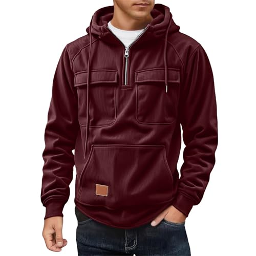 Mens Zipper Hoodie Baggy Unisex Pullover with Pockets Work Cotton Fashion Sweatshirt Essentials4