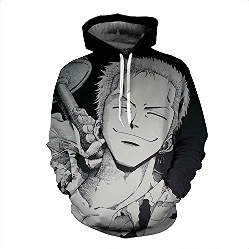 FIHTRY One Piece Sudadera, Unisexo 3D Luffy Zoro Ace Anime Cosplay Sudadera con Capucha con Bolsillo Otoño Invierno Casual Harajuku Ropa Chaqueta Suéter Pullover Tops para Hombre Mujere Niños-A_4XL
