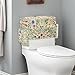 Maiyoinou Flower Print Bathroom Storage Toilet Cover with Storage Bag No Tools Needed Easy Installation Toilet Tank Cover Home Bathroom Decoration, Beige