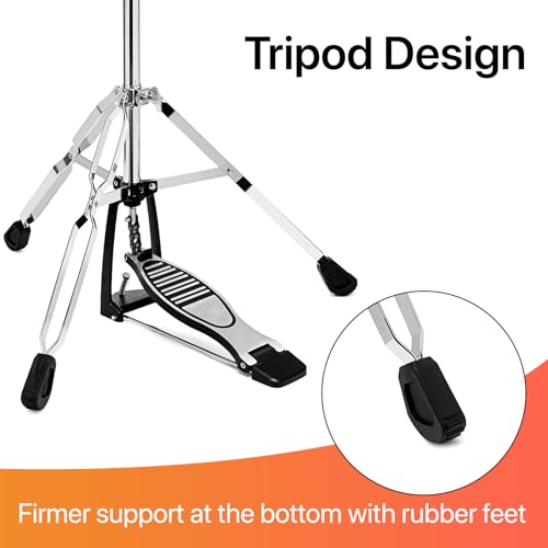 Image of 25mm Heavy Duty Hi Hat Stand, Double Braced 3-Leg Foldable Portable High Hat Stand, Thicker 25mm Tube for Pro Drummers, Adjustable Height Smooth Action Pedal for Crash Ride Splash Cymbals