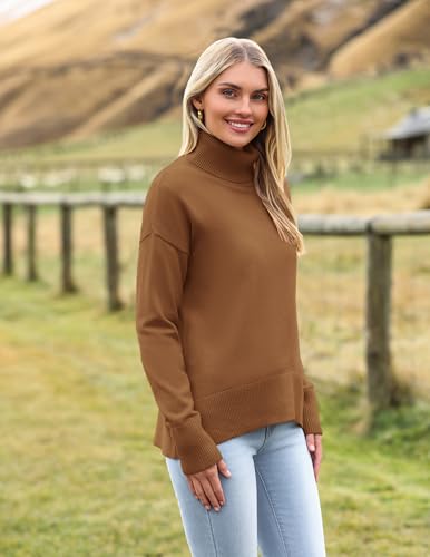 Image of Zeagoo Women's Turtleneck Sweater 2026 Fall Winter Chunky Knitted Pullover | High Low Hem Trendy Basic Jumper Top, Long Sleeve Casual Knit Pullover 2026, Fall Fashion Outfits, Winter Clothing for Women