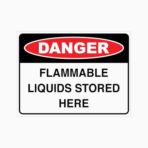 DANGER FLAMMABLE LIQUIDS STORED HERE Sign Workplace Metal Tin Sign 8 x 12 inch for Industrial & Commercial Series