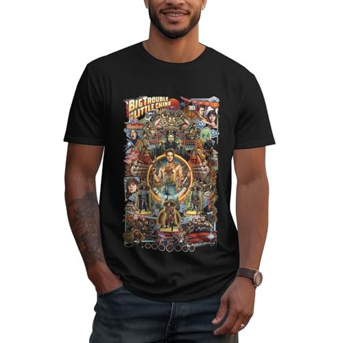 Man Round Neck T Shirts Short Sleeve Clothing for Big Trouble in Little China T Shirt,Novelty tee Large Black