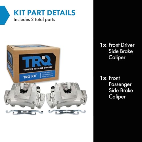 Image of TRQ Front Brake Caliper Set Zinc Coated Hardware Brackets Compatible with 2015-2018 Ford Edge