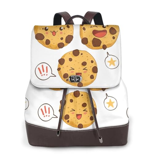 SDEGTHO 3 galletas de chispas de chocolate con diferentes expresiones pequeñas de cuero para mujer, mini mochila duradera con cremallera de metal
