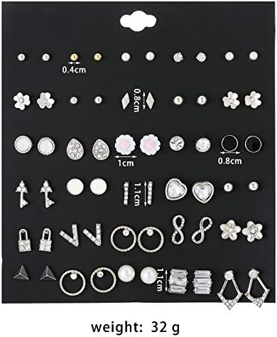 72 Pairs Earrings Set for Women Assorted Multiple Simple Stud Earrings Set Geometric Fake Pearl Round Ball Earring Set