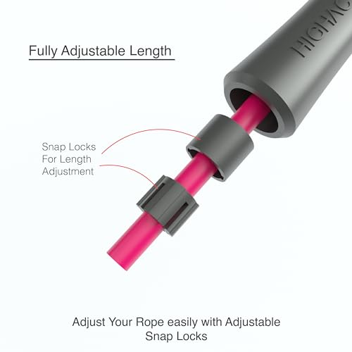 Image of Professional Heavy Skipping Rope for Man Women & Children Adjustable Weighted Skipping Rope for Exercise, Tangle Free, 10 Feet, Neon Pink