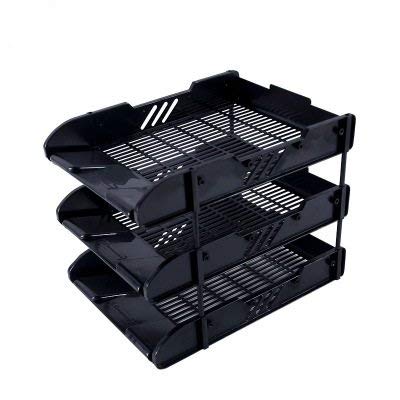 Skyfun Multi Purpose Plastic File Folder Paper Tray Rack for Office 3 Tier Document Tray Stand Organizer(Black)