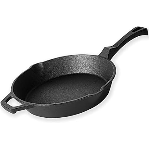 Jogreful 10 Inch Cast Iron Skillet Pan, Pre-Seasoned Small Frying Pan, Non-Stick Like Surface, Cookware Oven/Broiler/Grill Safe, Restaurant Chef Quality, Kitchen Deep Fryer Cover