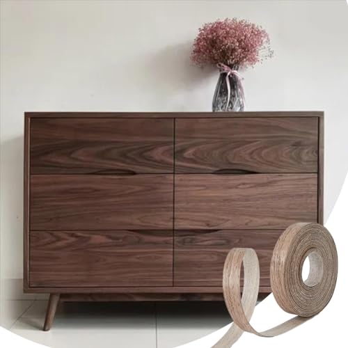 SUPERFINDINGS 32 Fuß Rolle Holzfurnier Kantenstreifen Vorgeklebtes Kamelsperrholz Kantenstreifen Flexibles Holzband Lange Dünne Echtholz Furnierstreifen Für Schrankmöbel