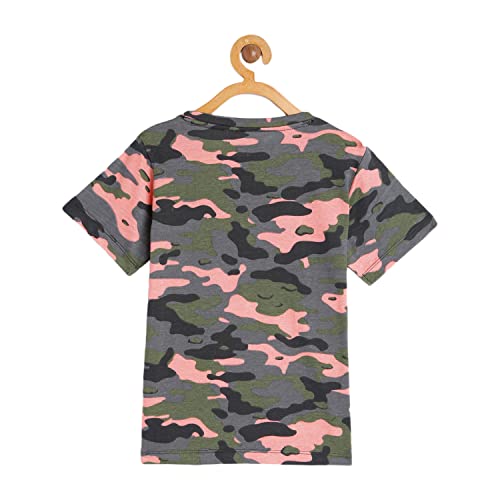 Image of Urbano Juniors Boy's Green Military Camouflage Printed Half Sleeve Regular Fit Cotton T-Shirt